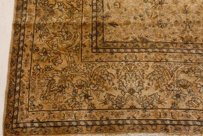 Authentic 19th Century Persian Kirman Beige Handmade Wool Carpet