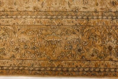 Authentic 19th Century Persian Kirman Beige Handmade Wool Carpet
