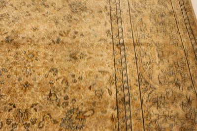 Authentic 19th Century Persian Kirman Beige Handmade Wool Carpet