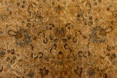 Authentic 19th Century Persian Kirman Beige Handmade Wool Carpet