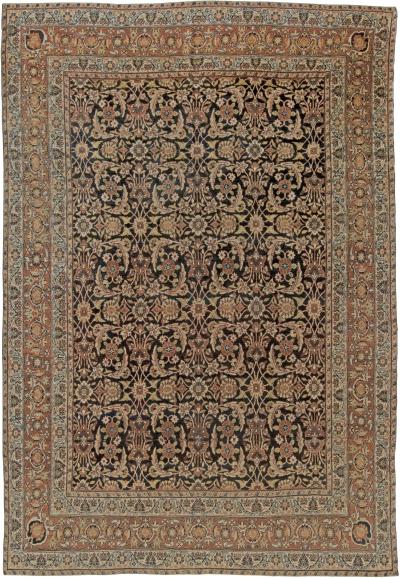 Authentic 19th Century Persian Kirman Botanic Handmade Wool Rug