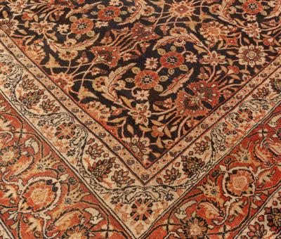 Authentic 19th Century Persian Kirman Botanic Handmade Wool Rug