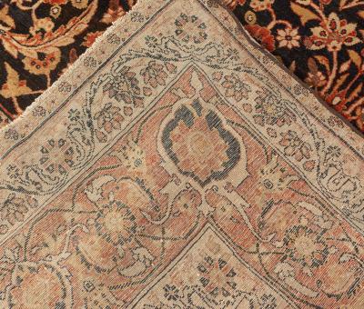Authentic 19th Century Persian Kirman Botanic Handmade Wool Rug