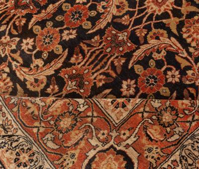 Authentic 19th Century Persian Kirman Botanic Handmade Wool Rug