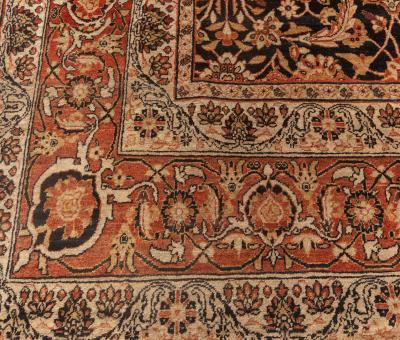 Authentic 19th Century Persian Kirman Botanic Handmade Wool Rug