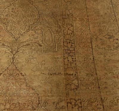 Authentic 19th Century Persian Kirman Botanic Handmade Wool Rug