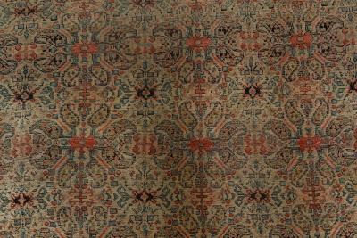 Authentic 19th Century Persian Senneh Botanic Blue Red Beige Handmade Wool Rug