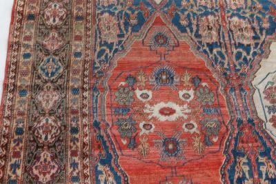 Authentic 19th Century Persian Senneh Red Handmade Wool Carpet
