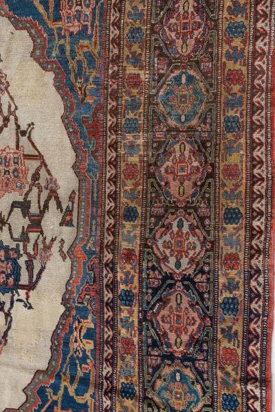 Authentic 19th Century Persian Senneh Red Handmade Wool Carpet