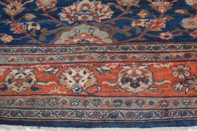 Authentic 19th Century Persian Sultanabad Blue Red Hand Knotted Wool Rug