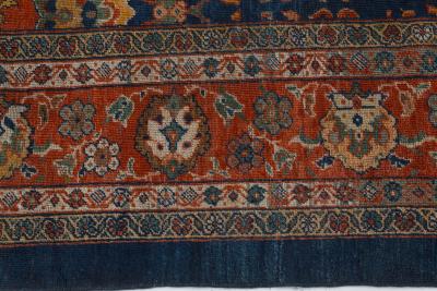 Authentic 19th Century Persian Sultanabad Blue Red Hand Knotted Wool Rug
