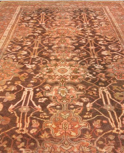 Authentic 19th Century Persian Sultanabad Brown Handmade Wool Rug
