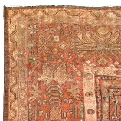 Authentic 19th Century Persian Sultanabad Brown Handmade Wool Rug