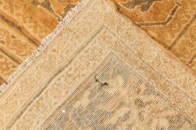 Authentic 19th Century Persian Sultanabad Orange Brown Handmade Wool Rug