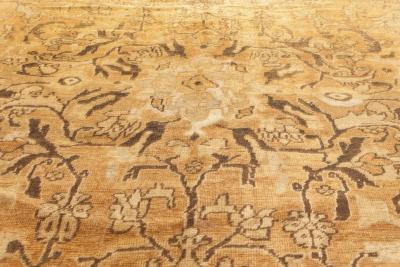 Authentic 19th Century Persian Sultanabad Orange Brown Handmade Wool Rug