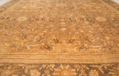 Authentic 19th Century Persian Sultanabad Orange Brown Handmade Wool Rug