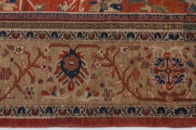 Authentic 19th Century Persian Sultanabad Red Handmade Wool Rug