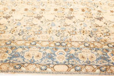 Authentic 19th Century Persian Tabriz Beige Blue Handmade Wool Carpet