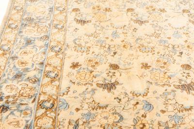 Authentic 19th Century Persian Tabriz Beige Blue Handmade Wool Carpet