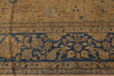 Authentic 19th Century Persian Tabriz Beige Brown Blue Handmade Wool Carpet