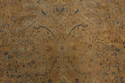 Authentic 19th Century Persian Tabriz Beige Brown Blue Handmade Wool Carpet