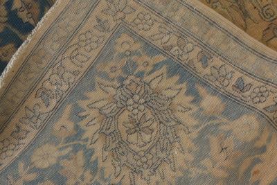 Authentic 19th Century Persian Tabriz Beige Brown Blue Handmade Wool Carpet