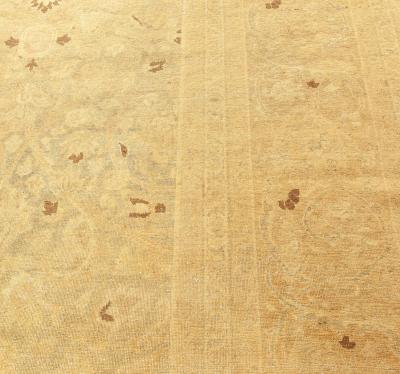 Authentic 19th Century Persian Tabriz Botanic Brown Hand Knotted Wool Rug