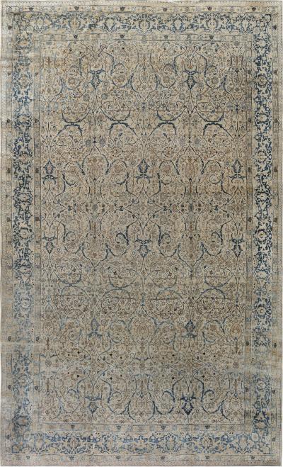 Authentic 19th Century Persian Tabriz Botanic Handmade Wool Rug