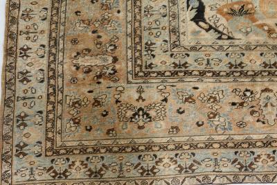 Authentic 19th Century Persian Tabriz Botanic Handwoven Wool Rug