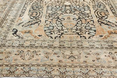 Authentic 19th Century Persian Tabriz Botanic Handwoven Wool Rug