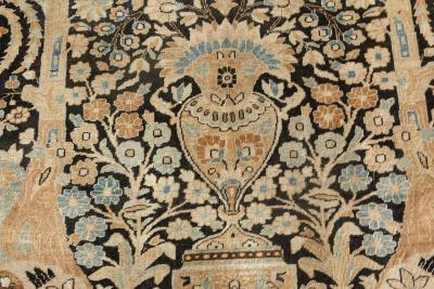Authentic 19th Century Persian Tabriz Botanic Handwoven Wool Rug