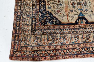 Authentic 19th Century Persian Tabriz Floral Handwoven Wool Rug