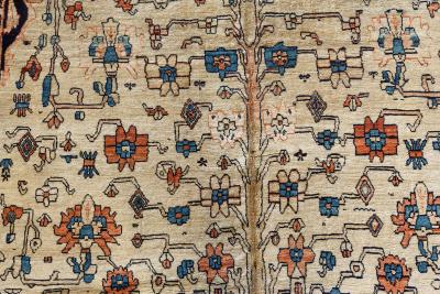 Authentic 19th Century Persian Tabriz Floral Handwoven Wool Rug