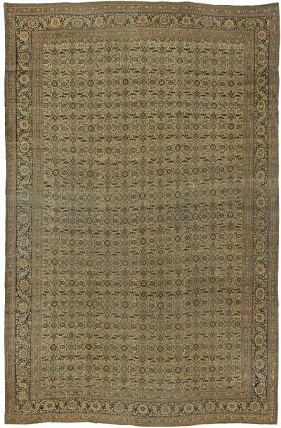 Authentic 19th Century Persian Tabriz Handmade Wool Carpet