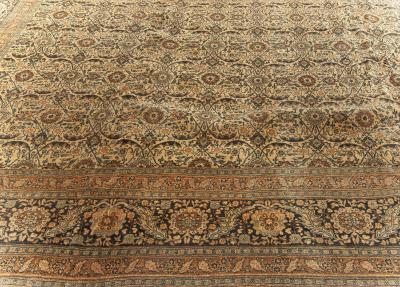 Authentic 19th Century Persian Tabriz Handmade Wool Carpet