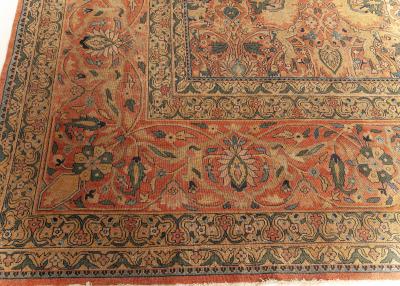 Authentic 19th Century Persian Tabriz Handmade Wool Rug