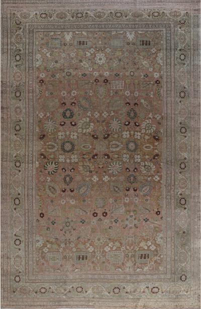 Authentic 19th Century Persian Tabriz Handmade Wool Rug