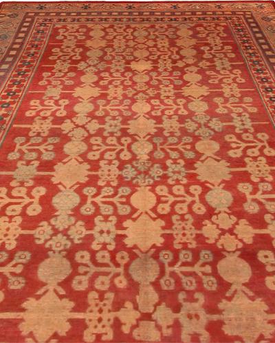 Authentic 19th Century Red Silk Samarkand Khotan Rug