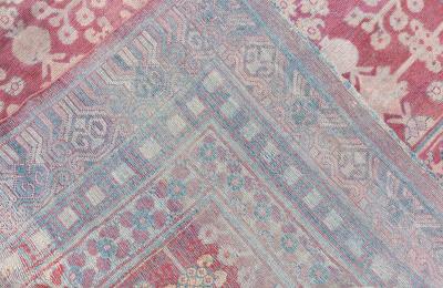 Authentic 19th Century Red Silk Samarkand Khotan Rug