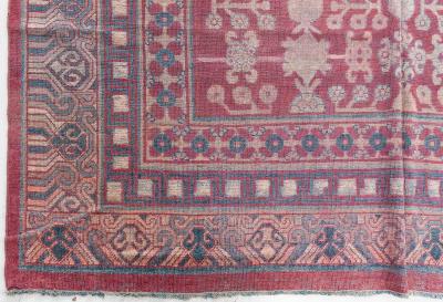 Authentic 19th Century Red Silk Samarkand Khotan Rug