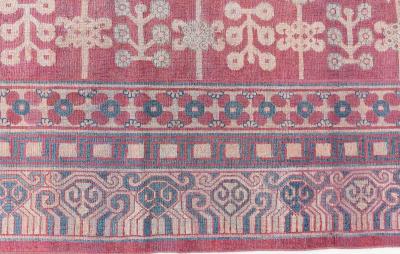 Authentic 19th Century Red Silk Samarkand Khotan Rug