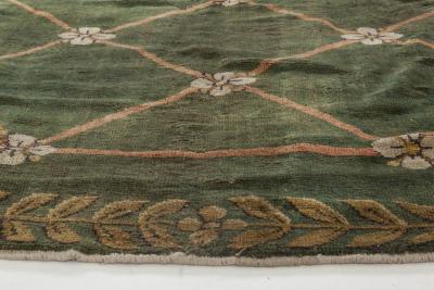 Authentic 19th Century Savonnerie Green Wool Carpet