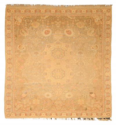 Authentic 19th Century Turkish Hereke Botanic Handmade Wool Rug