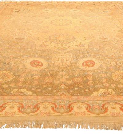 Authentic 19th Century Turkish Hereke Botanic Handmade Wool Rug