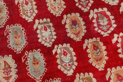 Authentic 19th Century Turkish Oushak Red Handwoven Wool Carpet