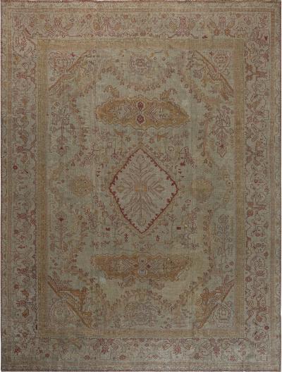 Authentic 19th Century Turkish Oushak Rug