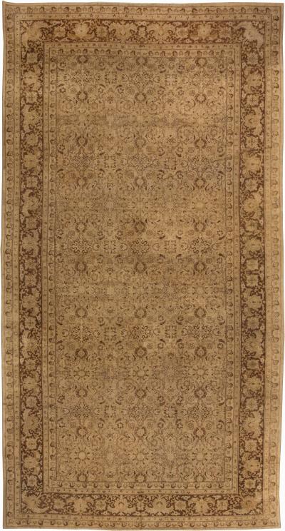 Authentic Early 20th Century Indian Amritsar Brown Rug