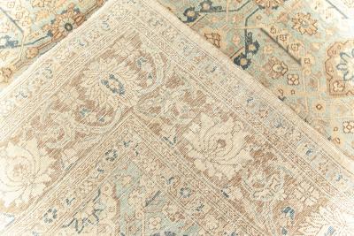Authentic Early 20th Century Persian Tabriz Beige Brown Green Handmade Wool Rug