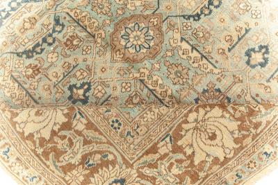 Authentic Early 20th Century Persian Tabriz Beige Brown Green Handmade Wool Rug