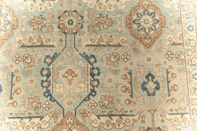 Authentic Early 20th Century Persian Tabriz Beige Brown Green Handmade Wool Rug